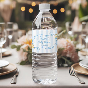 Etiqueta Para Botella De Agua Arcos de Limón Azul Italiano Baby Shower