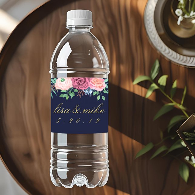 Etiqueta Para Botella De Agua Armada Rustica Boda Floral (Subido por el creador)