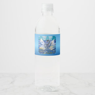 Etiqueta Para Botella De Agua "Arte de los niños" en Swans