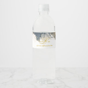 Etiqueta Para Botella De Agua Arte de tinta alcohólica con sello L33 en