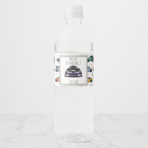 Etiqueta Para Botella De Agua arte dibujado a mano de ojo entrecerrado púrpura