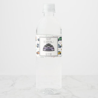 Etiqueta Para Botella De Agua arte dibujado a mano de ojo entrecerrado púrpura