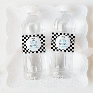 Etiqueta Para Botella De Agua Auto de carreras rápido y cinco azul 5ª fiesta de