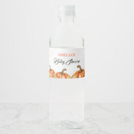 Etiqueta Para Botella De Agua Autumn Gourd Baby Shower Watercolor Beverage Label