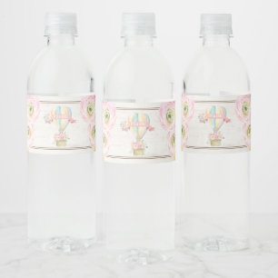 Etiqueta Para Botella De Agua Aventura con globo aerostático floral Aventura beb