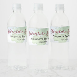 Etiqueta Para Botella De Agua Aventura espera maletas hasta despedida Fiesta en 