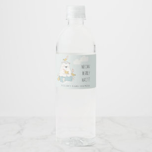 Etiqueta Para Botella De Agua Azul Podemos Embarazar A Esperar Aves De Oso Baby 