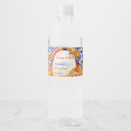 Etiqueta Para Botella De Agua azulejo azul naranja talavera azulejos ducha de no