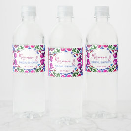 Etiqueta Para Botella De Agua Azulejos mexicanos rosa ducha de novia personaliza