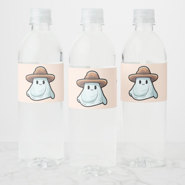 Etiqueta Para Botella De Agua Baby Boo Cowboy Ghost Halloween (Botellas)
