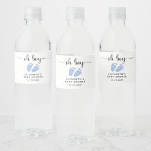 Etiqueta Para Botella De Agua Baby Boy Shower Blue Pies