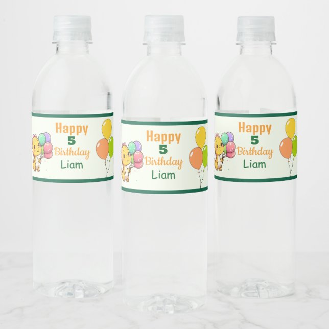 Etiqueta Para Botella De Agua Baby Dino Water Bottle Labels (Botellas)
