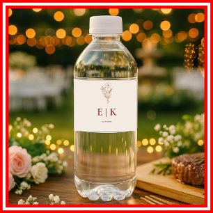 Etiqueta Para Botella De Agua Baby en Flor   Agua Floral Moderna