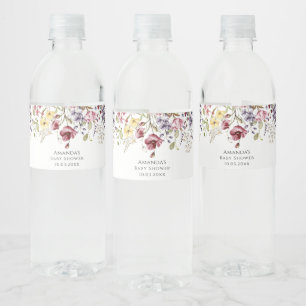 Etiqueta Para Botella De Agua Baby In Bloom Wildflowers Baby Shower