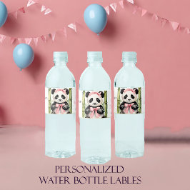 Etiqueta Para Botella De Agua Baby Panda Bear Chicas Baby Shower