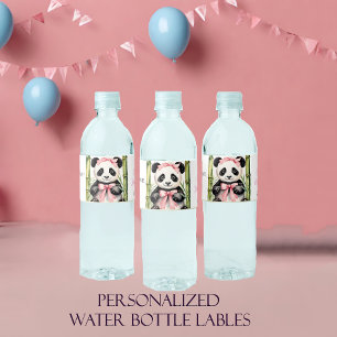 Etiqueta Para Botella De Agua Baby Panda Bear Chicas Baby Shower