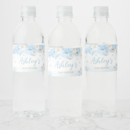 Etiqueta Para Botella De Agua Baby Shower Azul a un pequeño copo de nieve