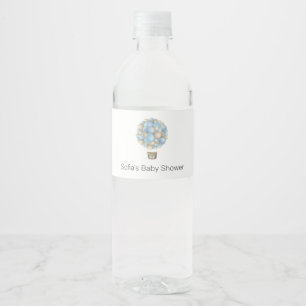 Etiqueta Para Botella De Agua Baby Shower Blue Hot Air Balloon