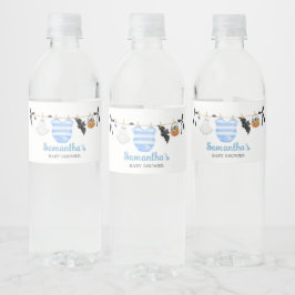 Etiqueta Para Botella De Agua Baby Shower Blue Little Boo