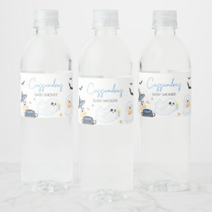 Etiqueta Para Botella De Agua Baby Shower Blue Little Boo Halloween