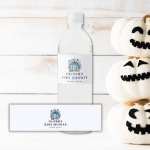 Etiqueta Para Botella De Agua Baby Shower Blue Little Pumpkin Fall Boy