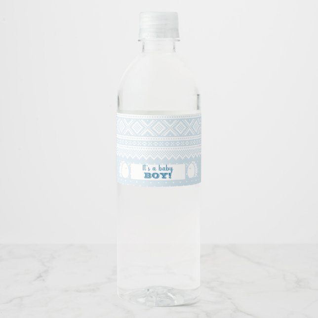Etiqueta Para Botella De Agua Baby Shower Blue Mariusgenser Boy (Anverso)