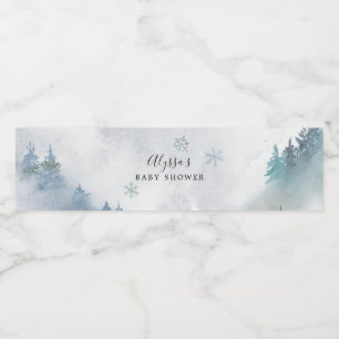 Etiqueta Para Botella De Agua Baby Shower Blue Snowflake