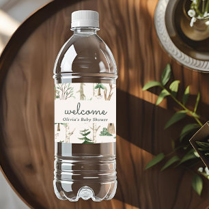 Etiqueta Para Botella De Agua Baby Shower Bosque Invernal Rústico