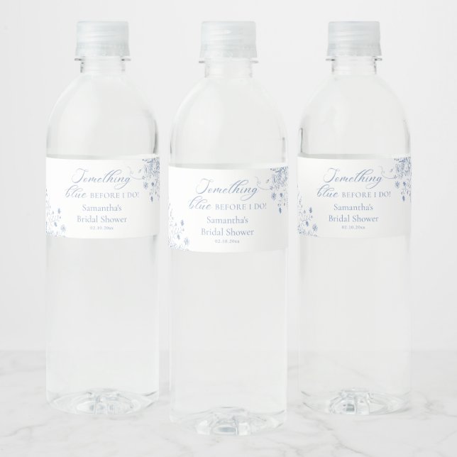 Etiqueta Para Botella De Agua Baby Shower con algo azul (Botellas)
