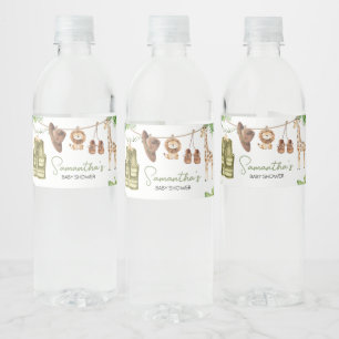 Etiqueta Para Botella De Agua Baby Shower de animales de la jungla de safari tro
