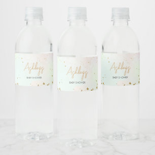 Etiqueta Para Botella De Agua Baby Shower de arcoiris acuático