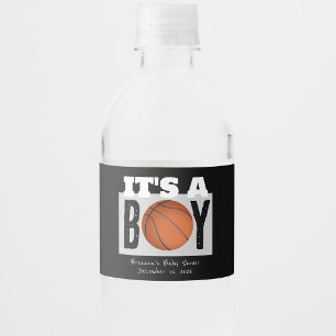 Etiqueta Para Botella De Agua Baby Shower de baloncesto personalizado White