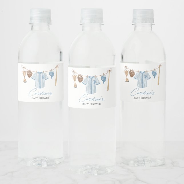 Etiqueta Para Botella De Agua Baby Shower de béisbol pequeño (Botellas)