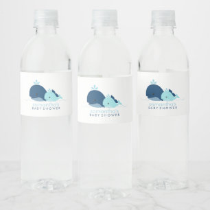 Etiqueta Para Botella De Agua Baby Shower de Blue Baby Whale Boy