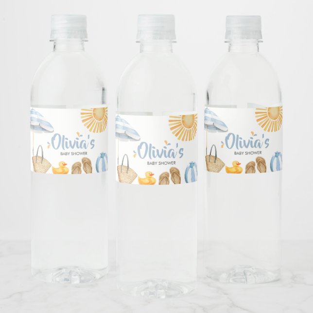 Etiqueta Para Botella De Agua Baby Shower de Blue Splish (Botellas)