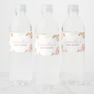 Etiqueta Para Botella De Agua Baby Shower de caída de calabaza rosa pequeña