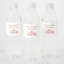 Etiqueta Para Botella De Agua Baby Shower de caída minimalista de calabaza rosa