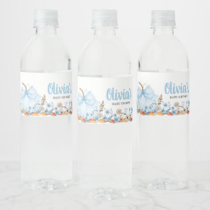 Etiqueta Para Botella De Agua Baby Shower de Calabaza Azul