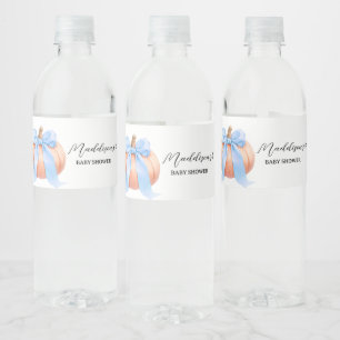 Etiqueta Para Botella De Agua Baby Shower de calabaza Minimalista azul