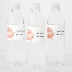 Etiqueta Para Botella De Agua Baby Shower de calabaza Minimalista rosa