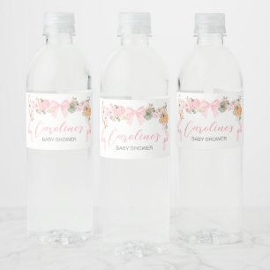 Etiqueta Para Botella De Agua Baby Shower de calabaza rosada