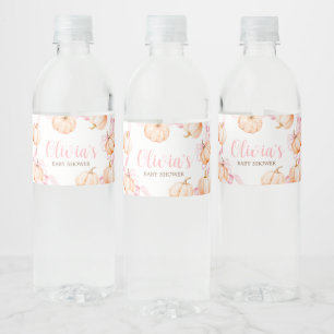 Etiqueta Para Botella De Agua Baby Shower de calabaza rosada