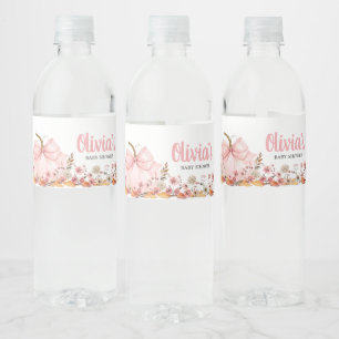 Etiqueta Para Botella De Agua Baby Shower de calabaza rosada