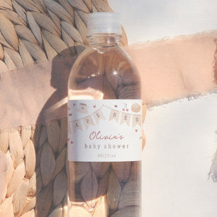 Etiqueta Para Botella De Agua Baby Shower de género neutro con acuarela de Cafe 