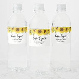 Etiqueta Para Botella De Agua Baby Shower de girasol