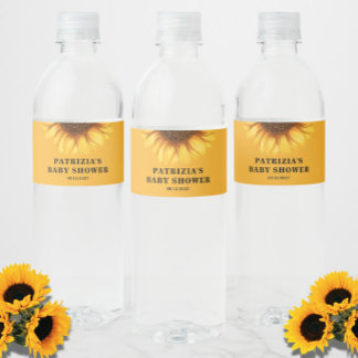 Etiqueta Para Botella De Agua Baby Shower de Girasoles