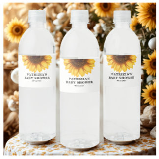 Etiqueta Para Botella De Agua Baby Shower de Girasoles