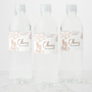 Etiqueta Para Botella De Agua Baby Shower de globo Bebé Marrón