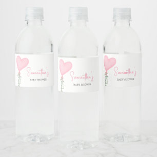 Etiqueta Para Botella De Agua Baby Shower de globo de San Valentín rosa