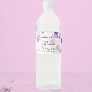 Etiqueta Para Botella De Agua Baby Shower de globo Pink Purple